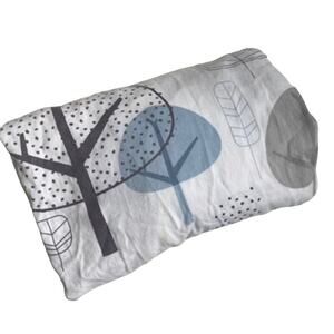 Lolli Living Cotton Crib Sheet - Modern Woodland Trees - White Blue Yellow Grey